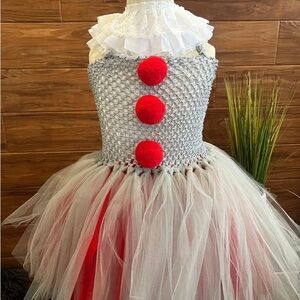 Kids Clown Costume with Red and White Tulle